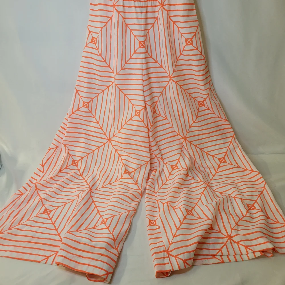 Vineyard Vines Canopy Geo Jumpsuit White Orange - Picture 3 of 5